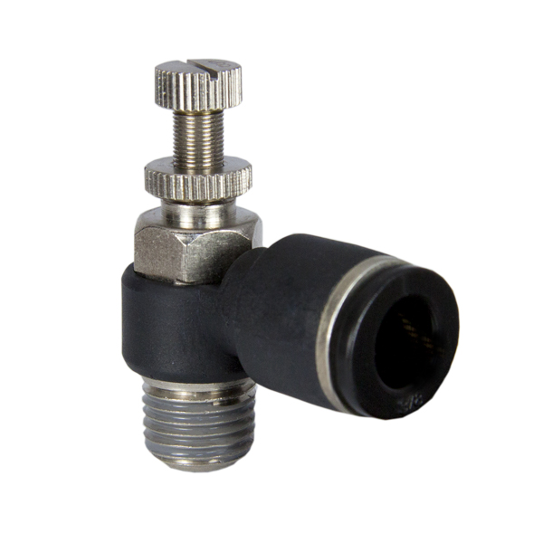 Plastic Right Angle Flow Controls Pneumadyne